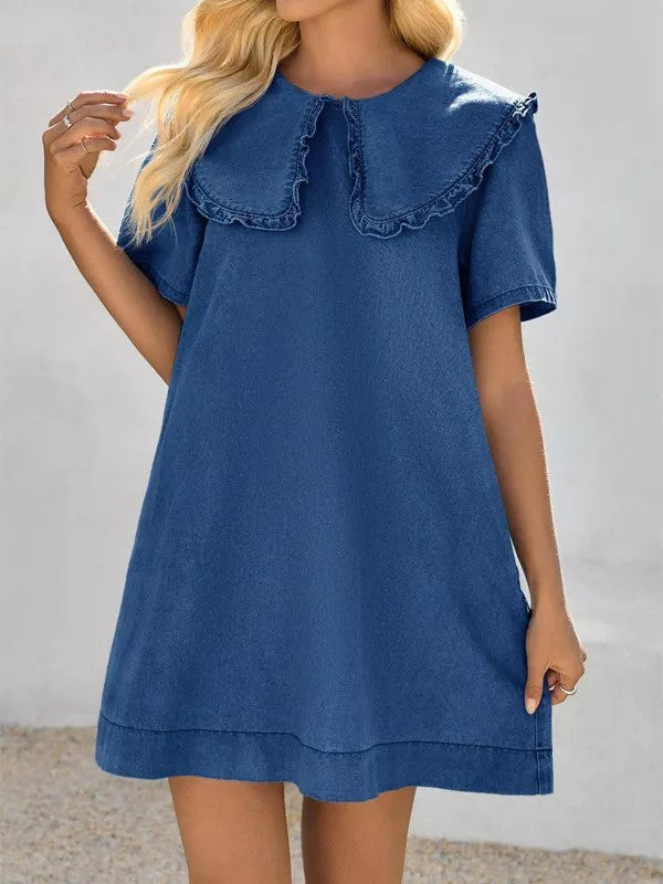 Women's Soft Denim Baby Collar Summer Dress