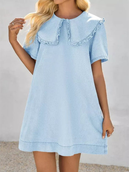 Women's Soft Denim Baby Collar Summer Dress