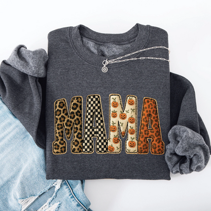 Vintage Mama Halloween Patchwork Sweatshirt