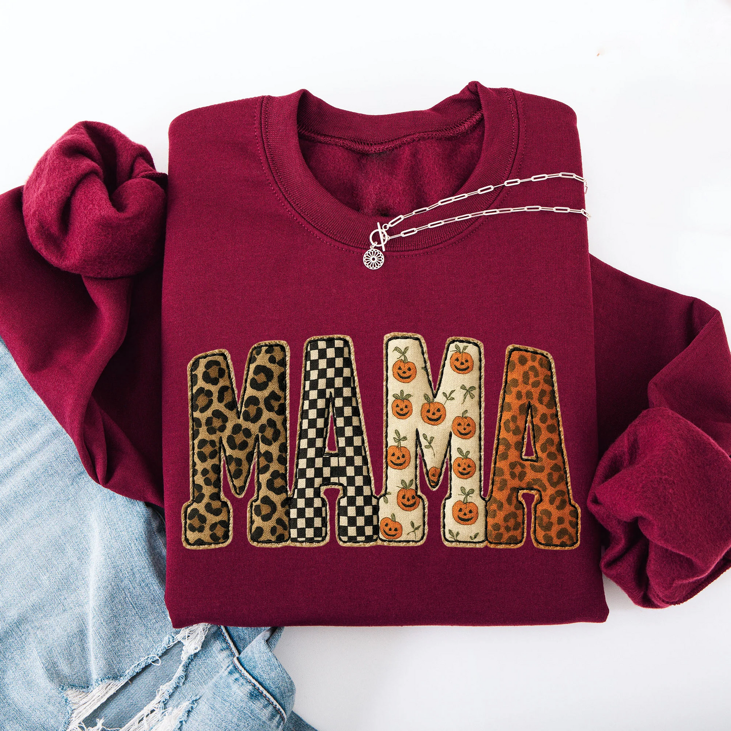 Vintage Mama Halloween Patchwork Sweatshirt