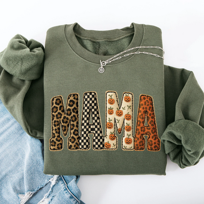 Vintage Mama Halloween Patchwork Sweatshirt