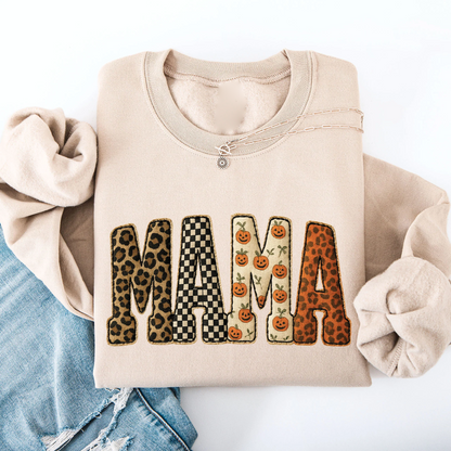Vintage Mama Halloween Patchwork Sweatshirt