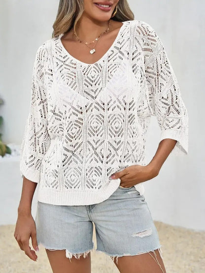 Women's Crochet Hollow Out Knit Top