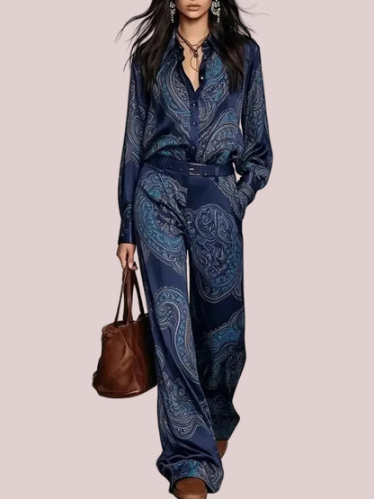 Women's Paisley Print 2 Piece Outfit Set