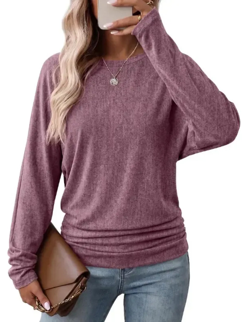 Women's Fall Ruched Hem Lightweight Sweaters