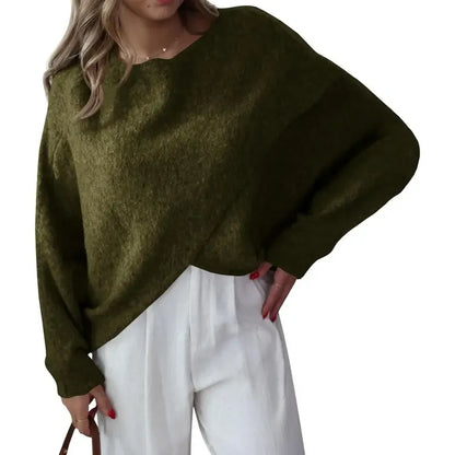 Women's Batwing Asymmetrical Slouchy Knit Top