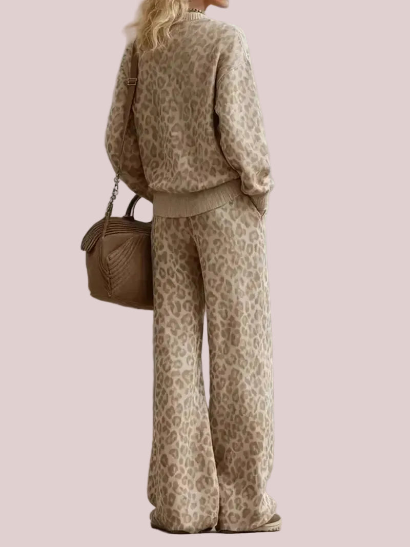 Women's Leopard Print Two Piece Outfit