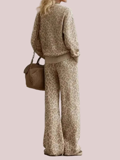 Women's Leopard Print Two Piece Outfit