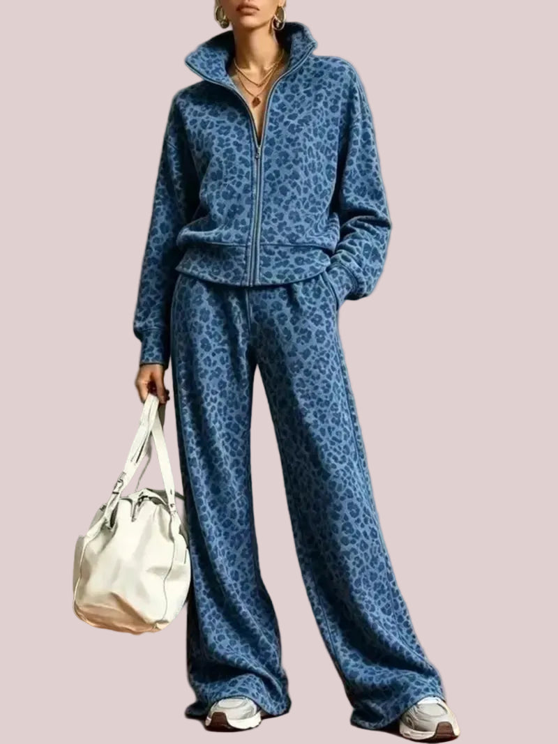 Women's Leopard Print 2 Piece Tracksuit