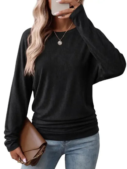 Women's Fall Ruched Hem Lightweight Sweaters