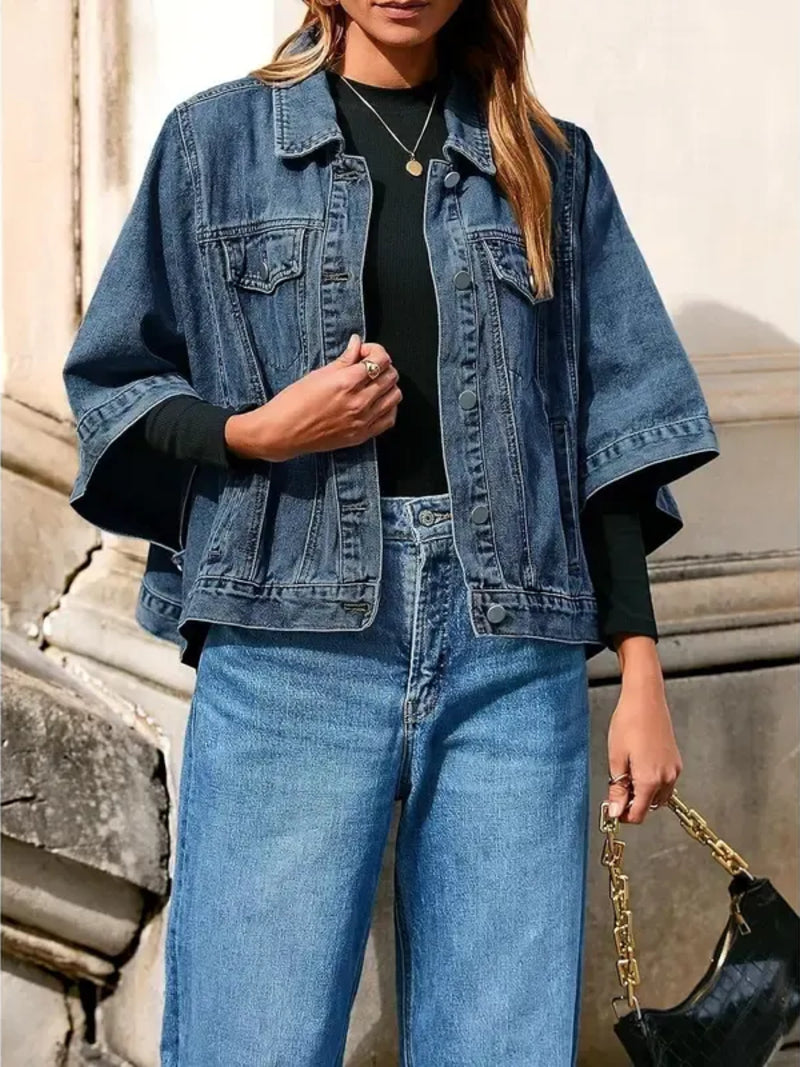 Women's Trendy Fall Cape Denim Jacket