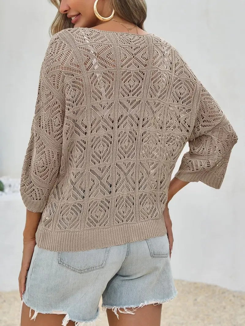 Women's Crochet Hollow Out Knit Top