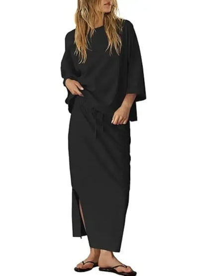Women's Casual Loose 2‑Piece Maxi Skirt Outfit