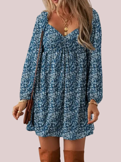 Women's Floral Sweetheart Neck Mini Dress