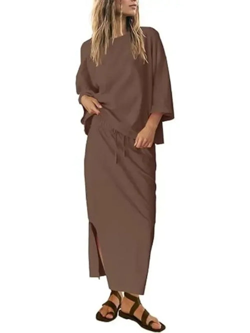 Women's Casual Loose 2‑Piece Maxi Skirt Outfit