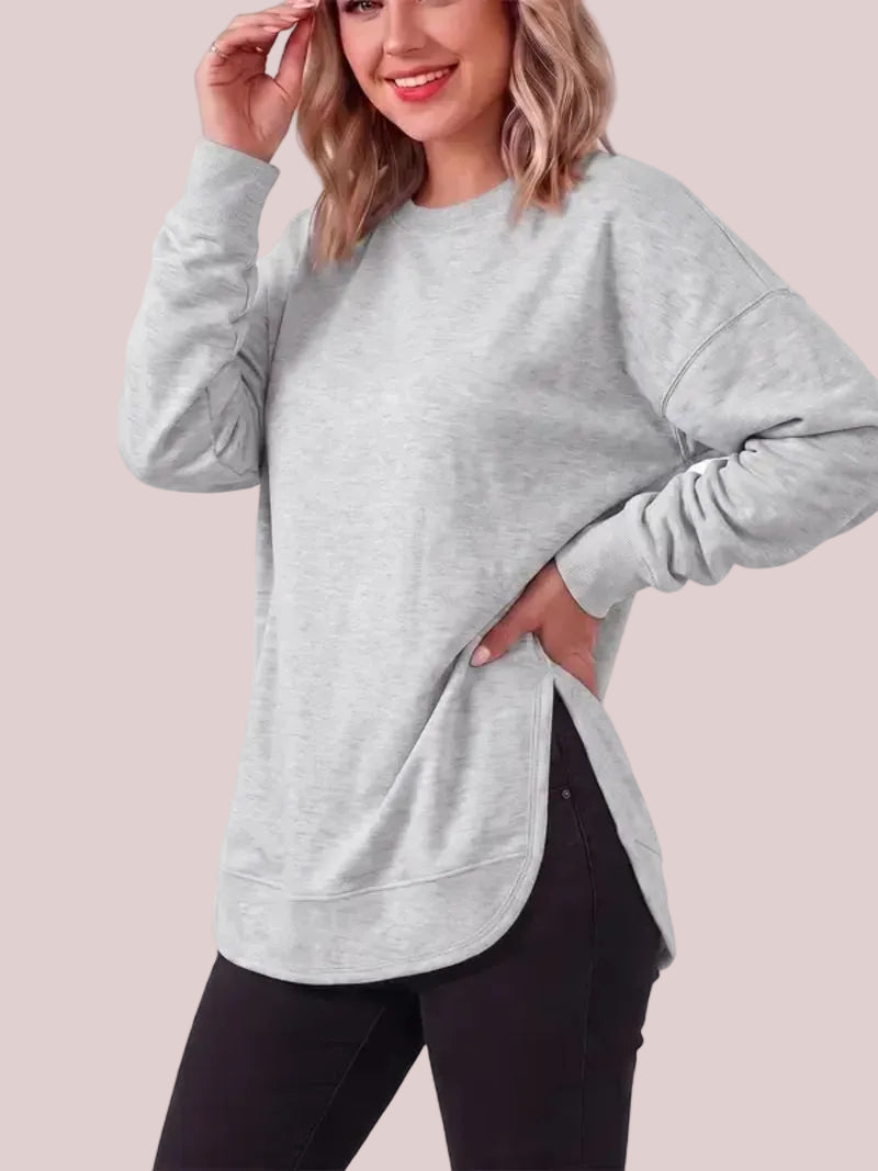 Women's Loose Fit Side Split Hem Sweatshirt