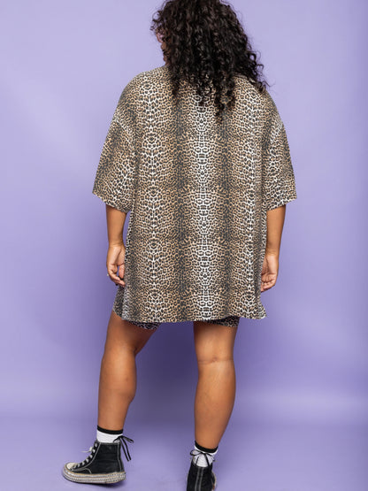 Women's Leopard Print Biker Short Set