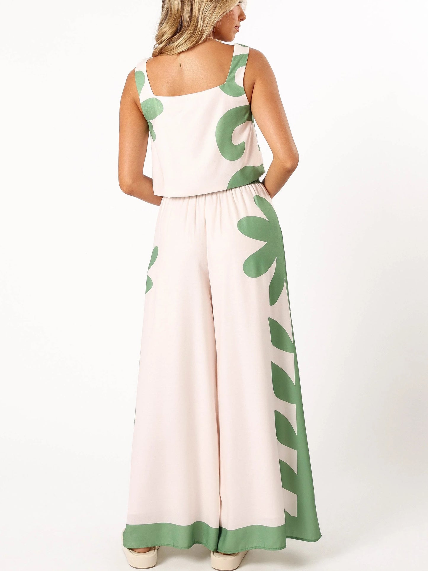 Women's Square Neck Crop Top and Palazzo Pants Set