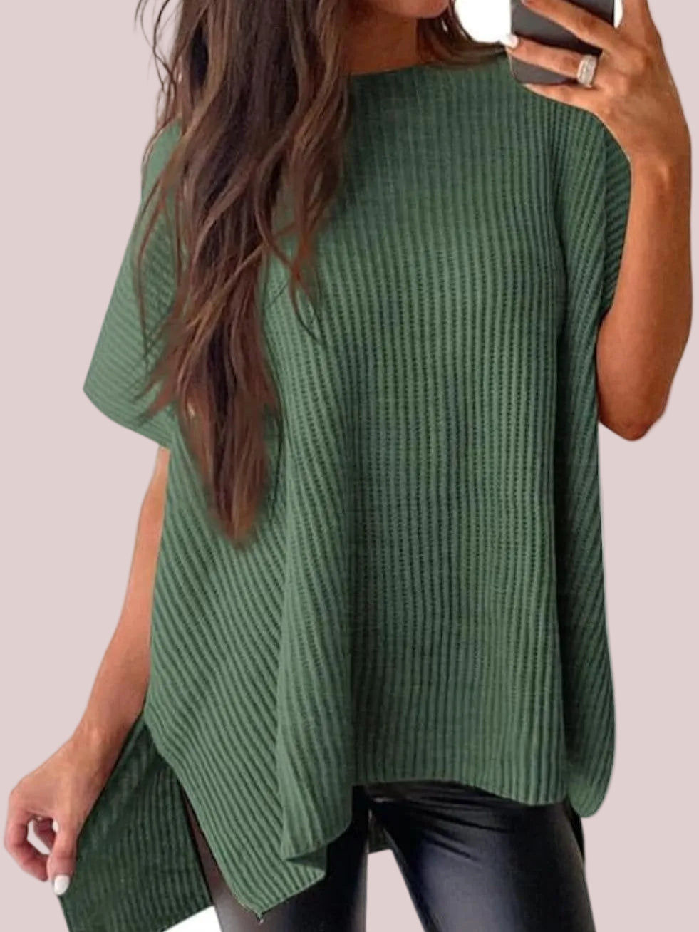 Women's Side Slit Batwing Sleeve Knit Shirt