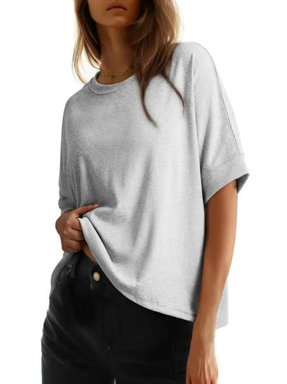 Women's Basic Solid Loose Casual Short Sleeve T-Shirt