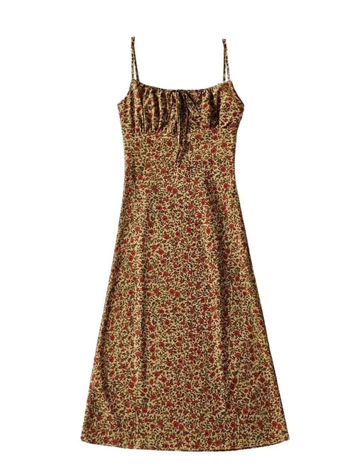 Women's Floral Print Spaghetti Strap Midi Dress