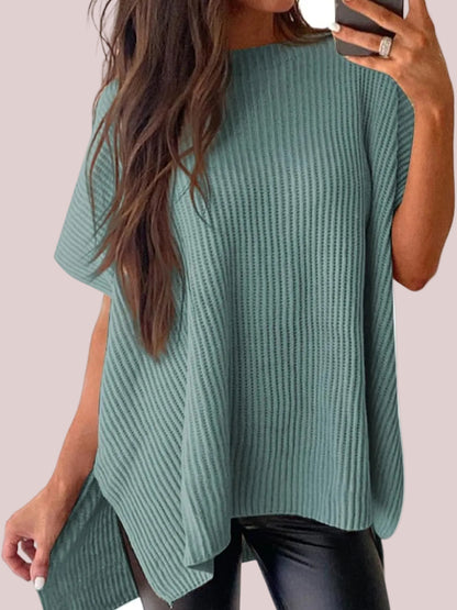 Women's Side Slit Batwing Sleeve Knit Shirt
