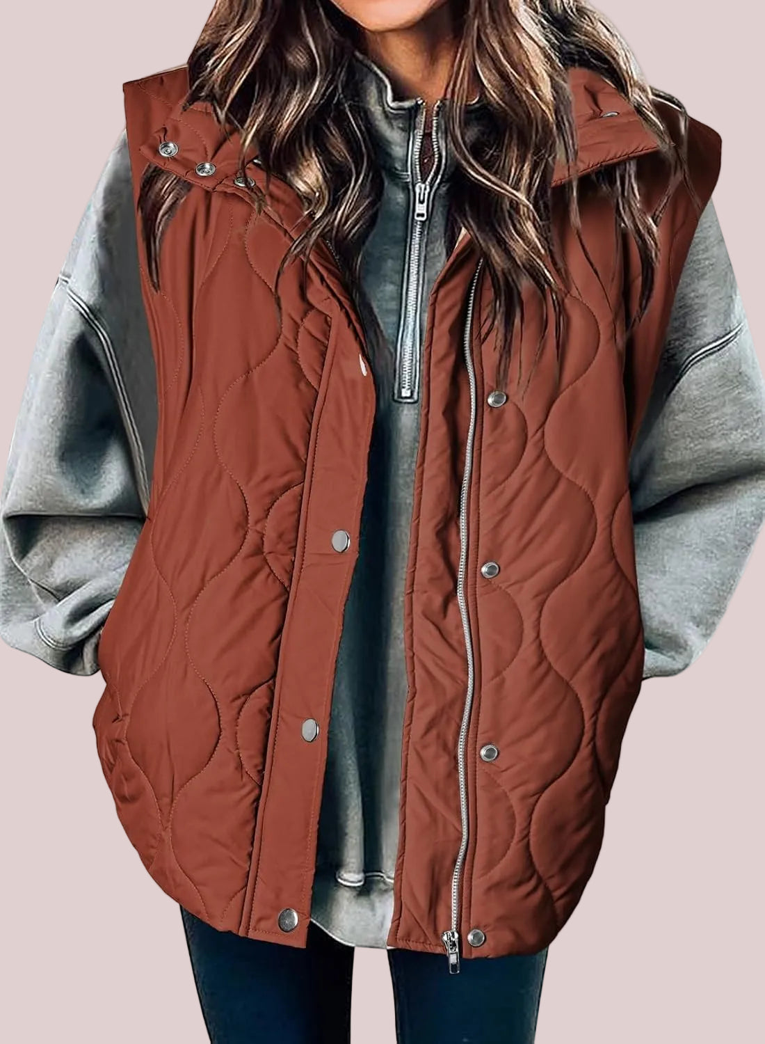 Womens Lightweight Quilted Puffer Vest With Pockets
