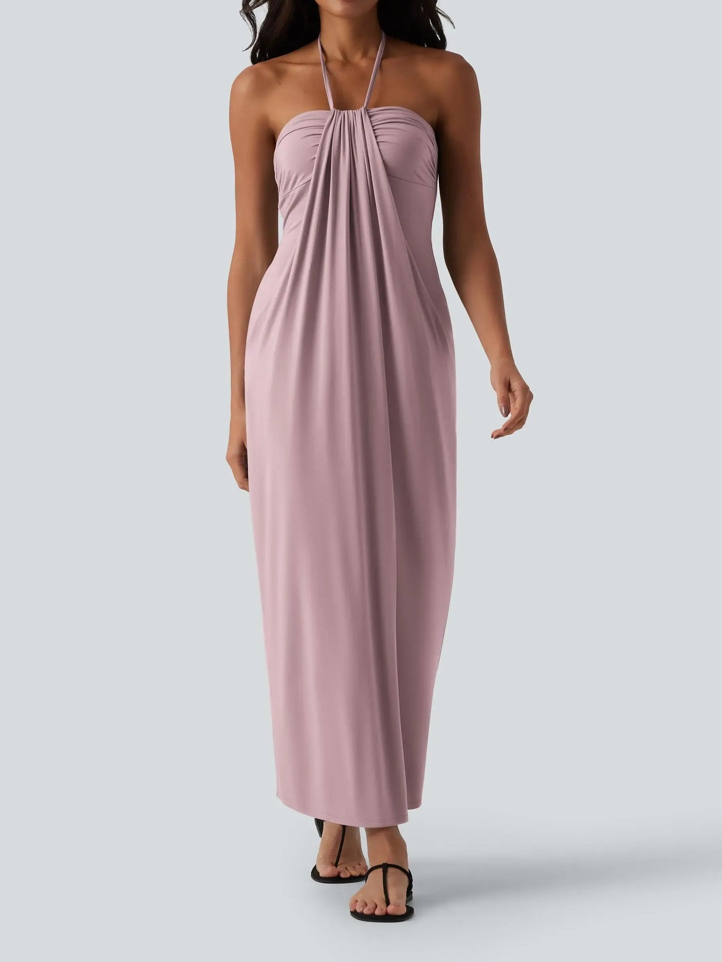 Women's Flowy Draped Halter Vacation Midi Dress