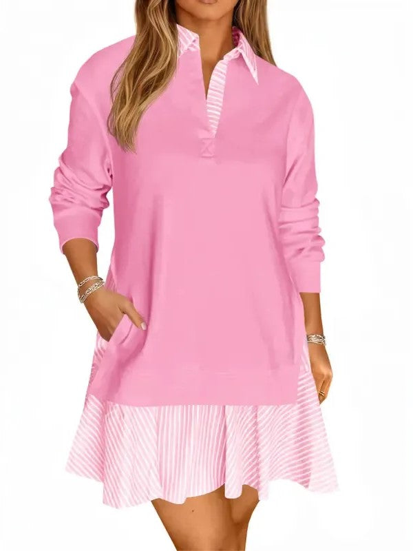 Women's Fake Two‑Piece Collared Mini Dress