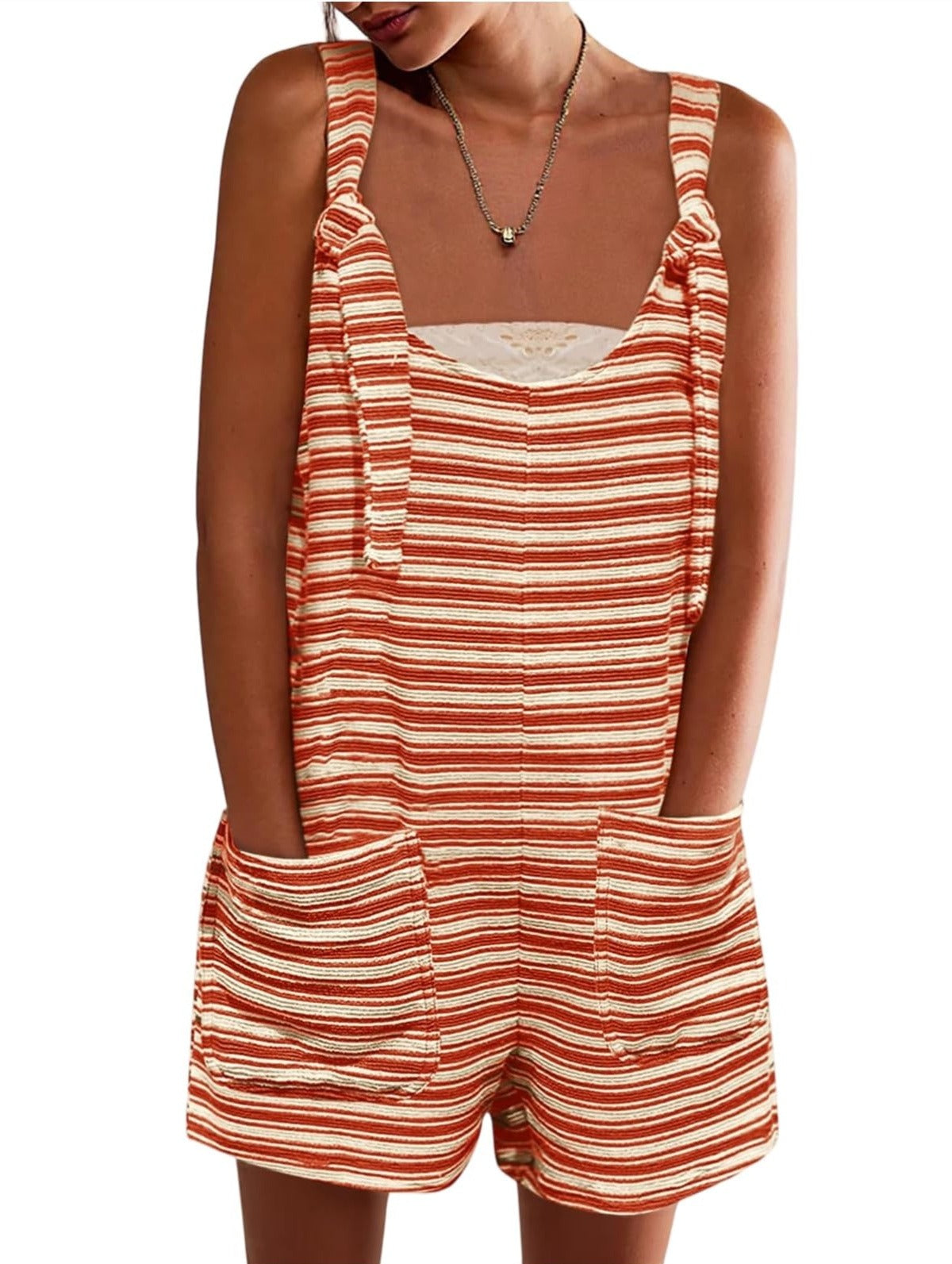Women's Striped Overall Shorts