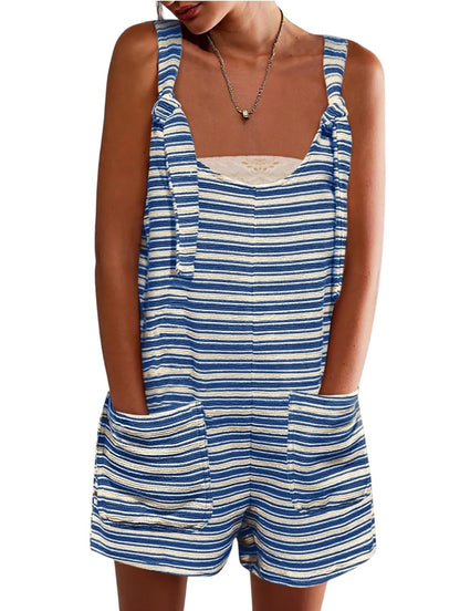 Women's Striped Overall Shorts
