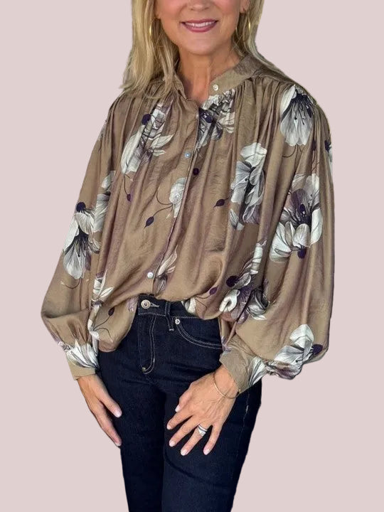Women's Vintage Floral Long Sleeve Loose Shirt