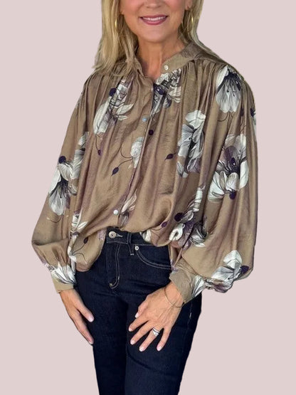 Women's Vintage Floral Long Sleeve Loose Shirt