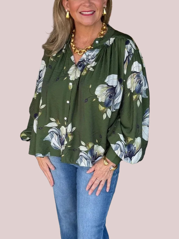 Women's Vintage Floral Long Sleeve Loose Shirt