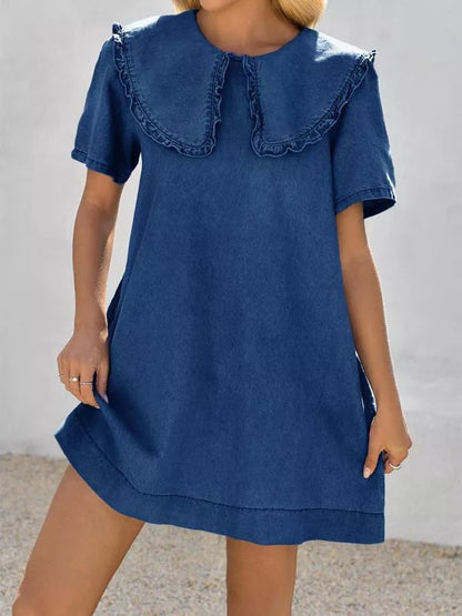 Women's Soft Denim Baby Collar Summer Dress