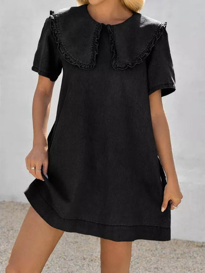 Women's Soft Denim Baby Collar Summer Dress