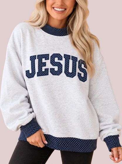 Women's JESUS Graphic Polka Dot Sweatshirt