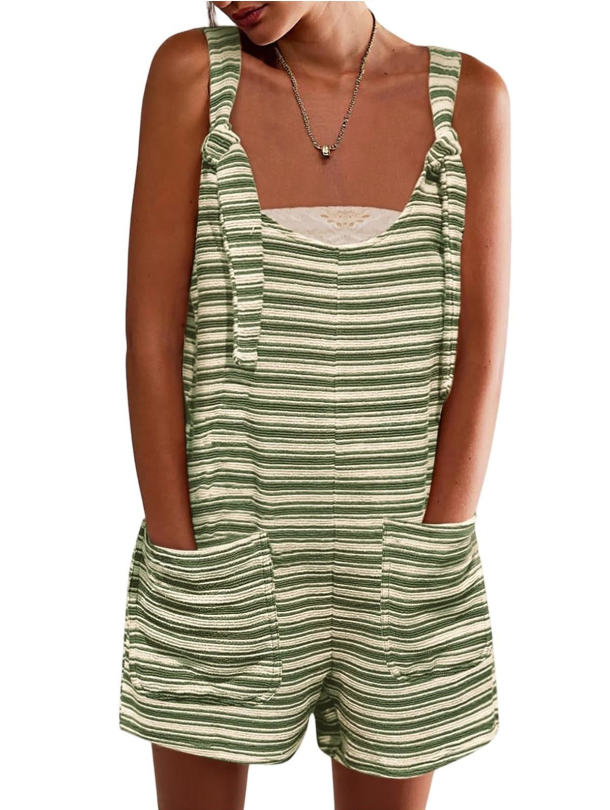 Women's Striped Overall Shorts