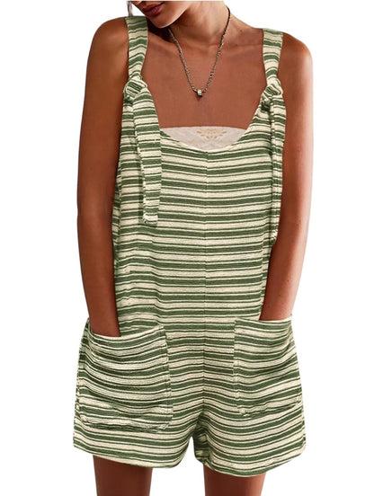 Women's Striped Overall Shorts