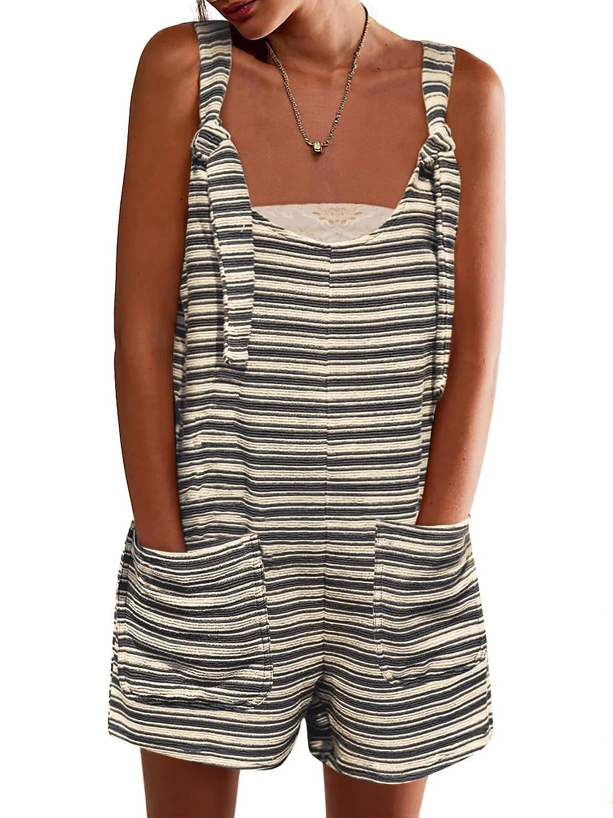 Women's Striped Overall Shorts