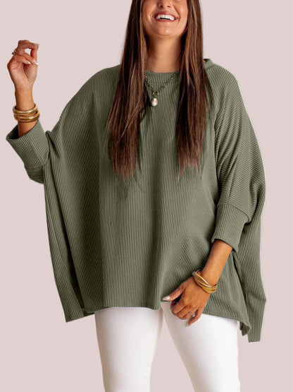 Women's Soft Ribbed 3/4 Sleeve Oversized Top