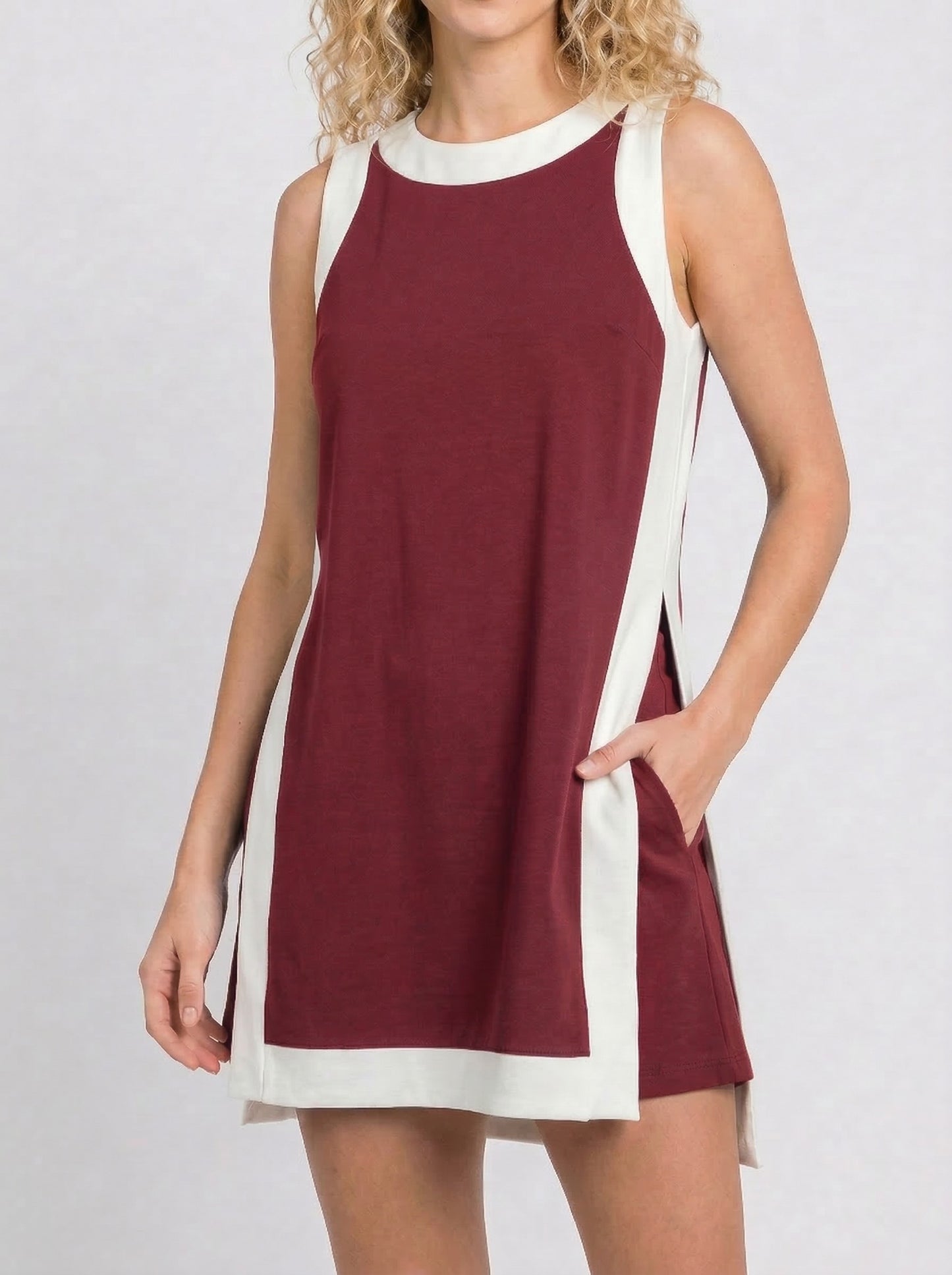 Women's Color Block Sleeveless Long Vest & Shorts 2-Piece Set
