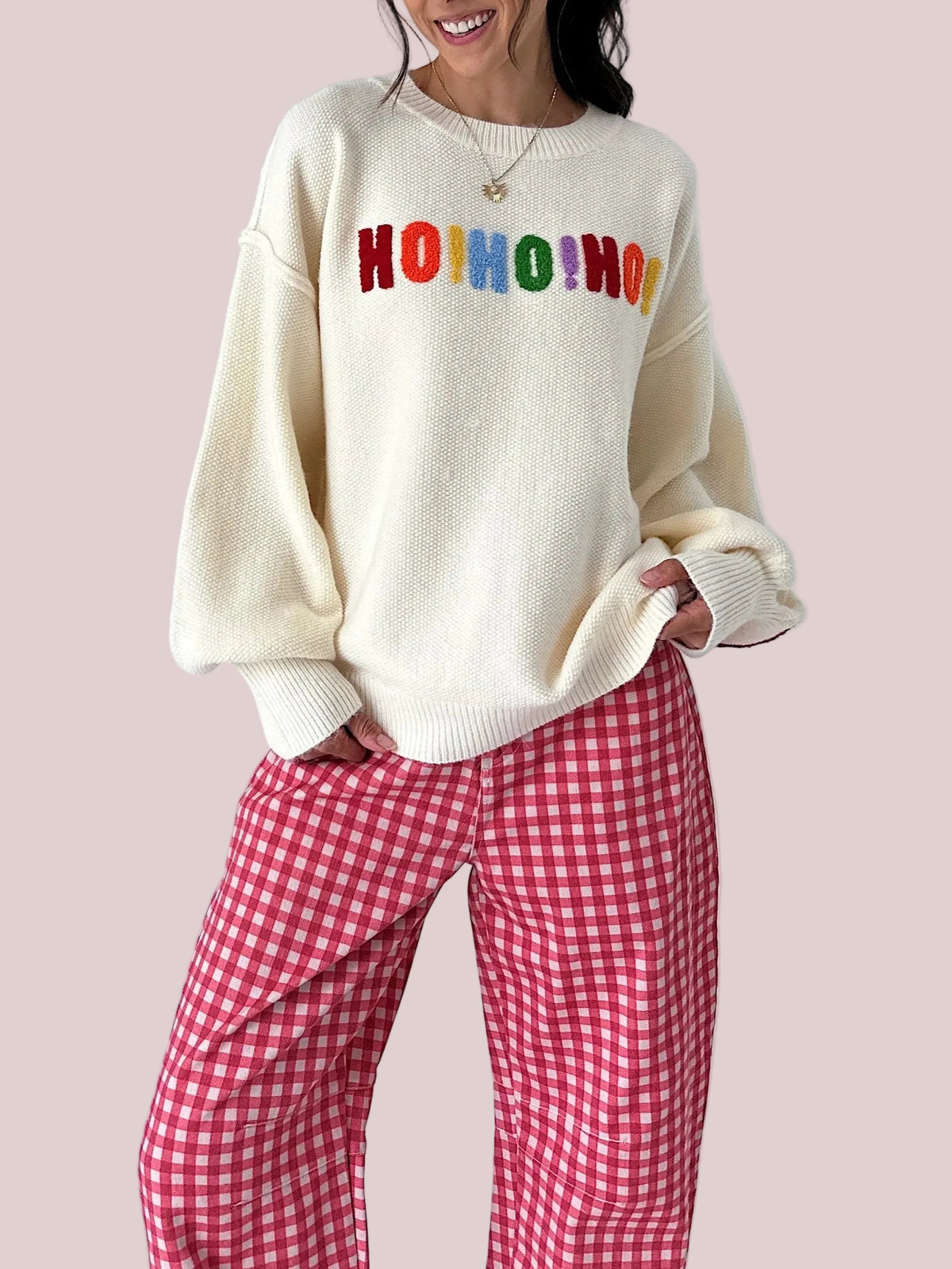 Women's Merry Christmas Rainbow Letter Sweater