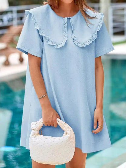 Women's Soft Denim Baby Collar Summer Dress