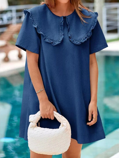 Women's Soft Denim Baby Collar Summer Dress