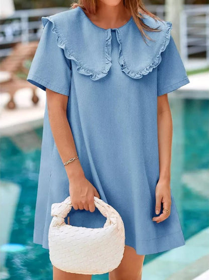 Women's Soft Denim Baby Collar Summer Dress