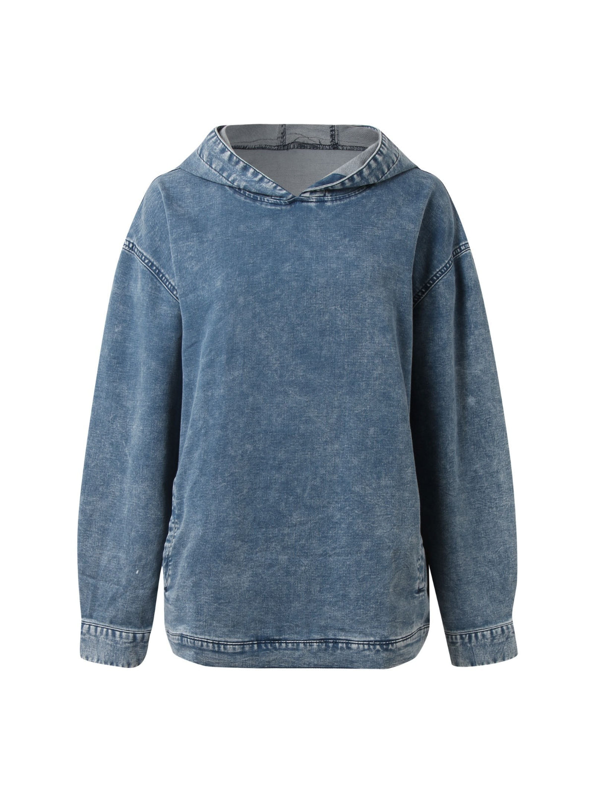 Women's Washed Denim Pullover Hoodie
