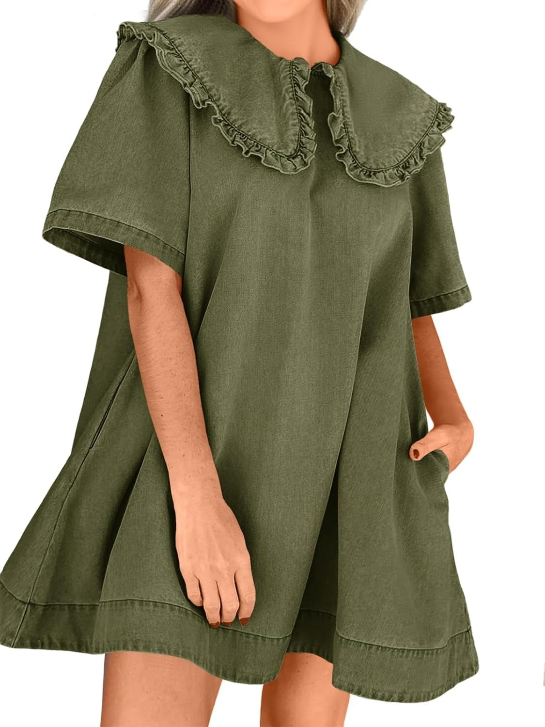 Women's Soft Denim Baby Collar Summer Dress