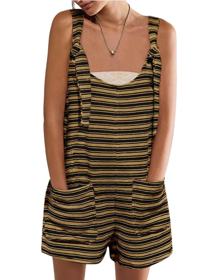 Women's Striped Overall Shorts