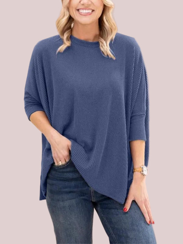 Women's Soft Ribbed 3/4 Sleeve Oversized Top